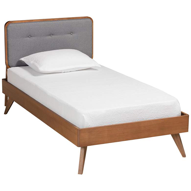 Image 2 Dilara Dark Gray Fabric Tufted Twin Size Platform Bed