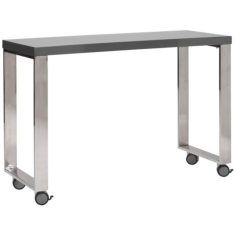 Image 1 Dillon 39 1/2 inch Wide Gray and Polished Steel Side Return Desk