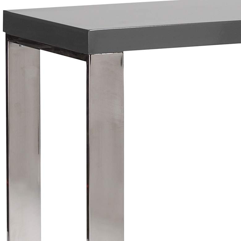 Image 2 Dillon 39 1/2 inch Wide Gray and Polished Steel Side Return Desk more views
