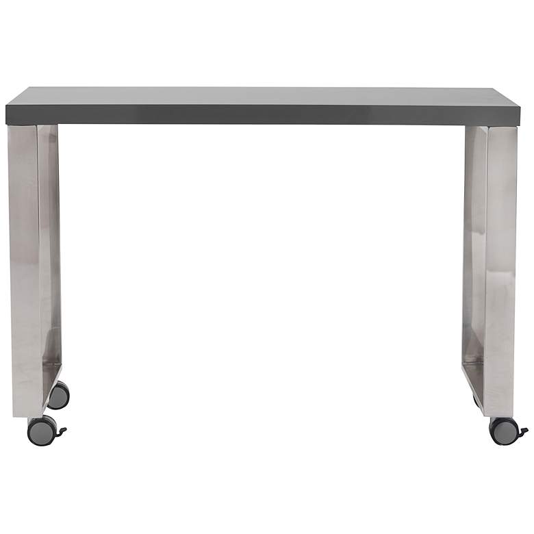Image 4 Dillon 39 1/2 inch Wide Gray and Polished Steel Side Return Desk more views