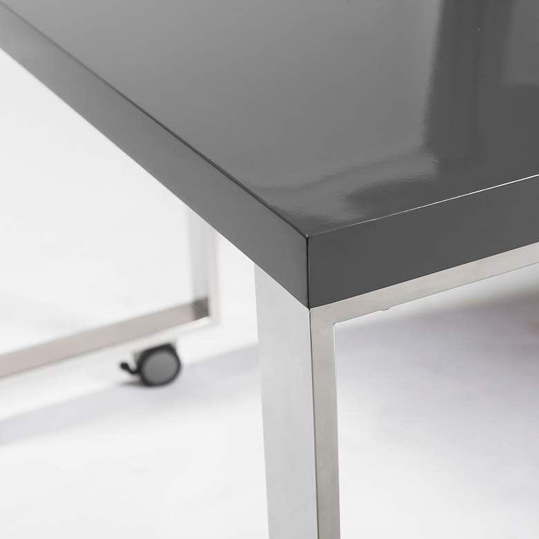 Image 5 Dillon 39 1/2" Wide Gray and Polished Steel Side Return Desk more views