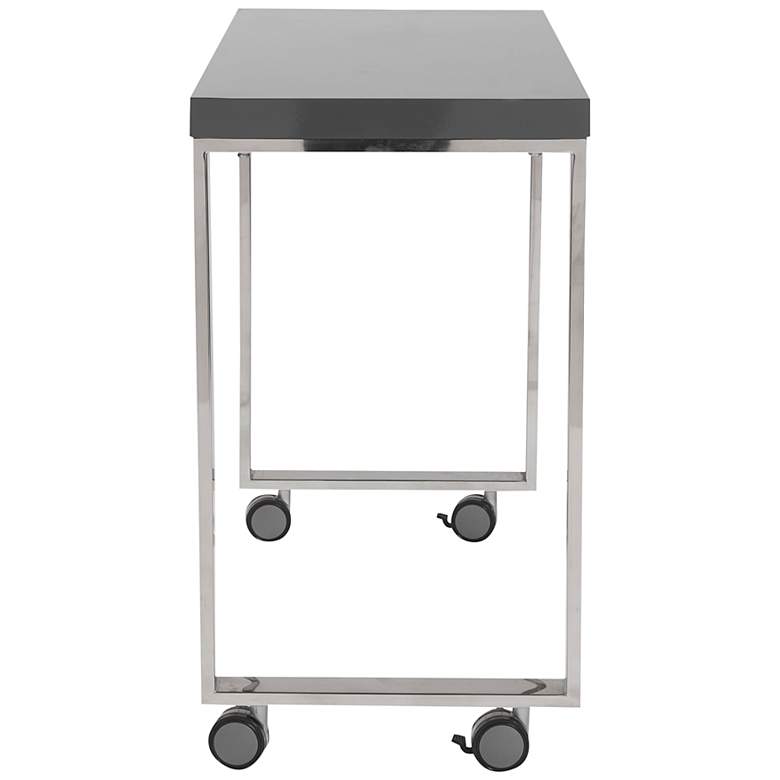 Image 7 Dillon 39 1/2 inch Wide Gray and Polished Steel Side Return Desk more views
