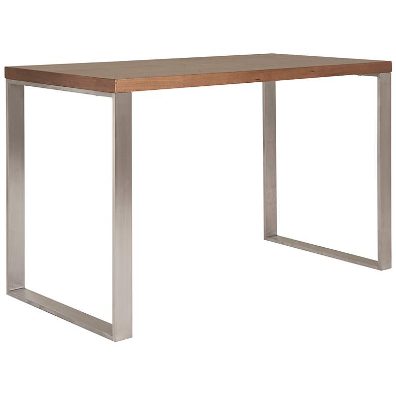 Image 1 Dillon 47 1/4" Wide Walnut and Stainless Steel Writing Desk