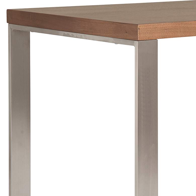 Image 2 Dillon 47 1/4" Wide Walnut and Stainless Steel Writing Desk more views