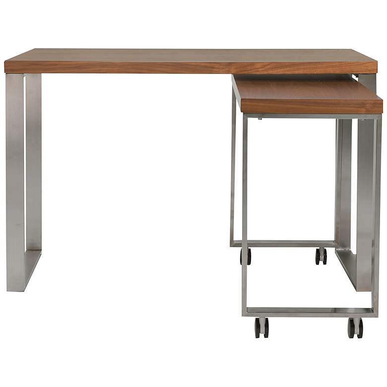 Image 6 Dillon 47 1/4" Wide Walnut and Stainless Steel Writing Desk more views