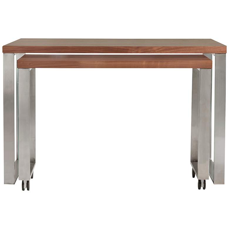 Image 7 Dillon 47 1/4 inch Wide Walnut and Stainless Steel Writing Desk more views
