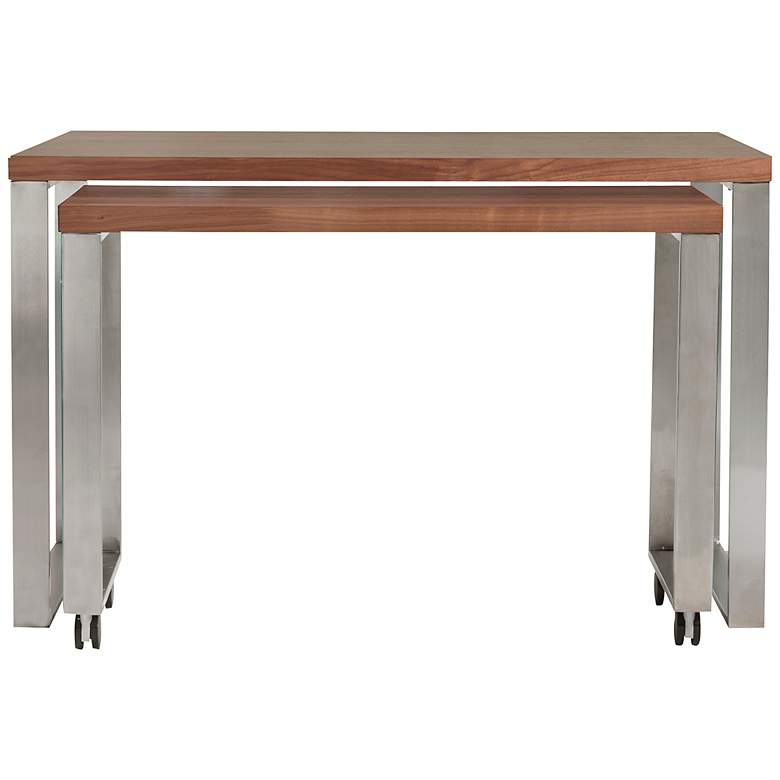 Image 7 Dillon 47 1/4" Wide Walnut and Stainless Steel Writing Desk more views
