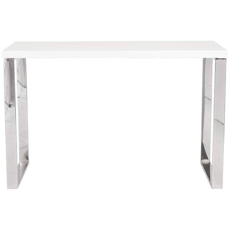 Image 1 Dillon 48" Wide White Lacquer Stainless Steel Modern Desk