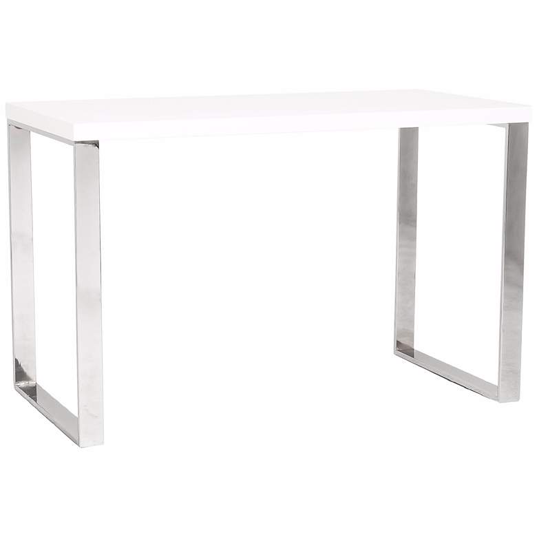 Image 2 Dillon 48 inch Wide White Lacquer Stainless Steel Modern Desk more views
