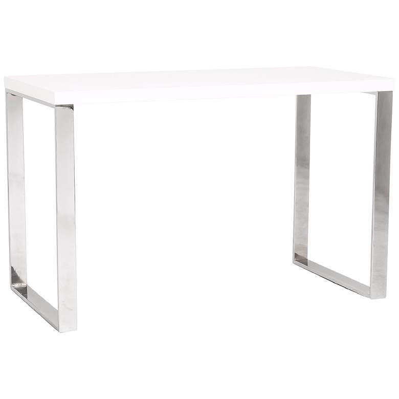Image 2 Dillon 48" Wide White Lacquer Stainless Steel Modern Desk more views
