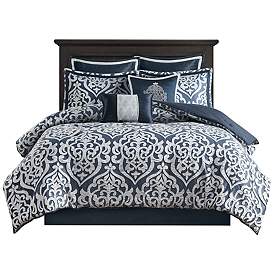 Image2 of Dillon Navy Medallion 8-Piece Cal King Comforter Bed Set