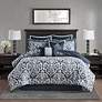 Dillon Navy Medallion 8-Piece Queen Comforter Bed Set