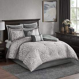 Image2 of Dillon Silver Medallion 8-Piece King Comforter Bed Set