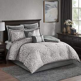 Image2 of Dillon Silver Medallion 8-Piece Queen Comforter Bed Set