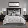 Dillon Silver Medallion 8-Piece Queen Comforter Bed Set