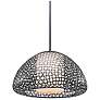 2_Dilston 24" Wide 3 Light Cream Linen And Bronze Dome Pendant