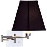 Dimmable Interior Square Black Shade Plug-In Swing Arm Wall Lamp