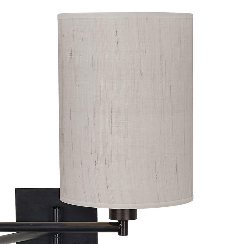 Image 2 Dimmable Ivory Linen-Espresso Plug-In Swing Arm Wall Lamp more views