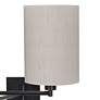 Dimmable Ivory Linen-Espresso Plug-In Swing Arm Wall Lamp