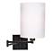 Dimmable White Drum Shade Espresso Swing Arm Wall Lamp