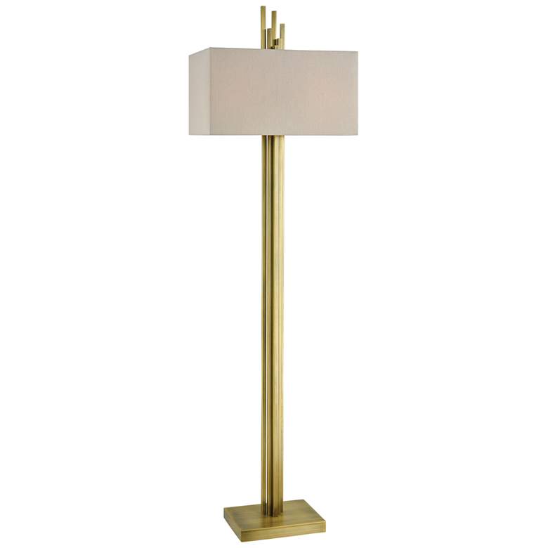 Image 1 Dimond Azimuth Weathered Antique Brass Column Floor Lamp