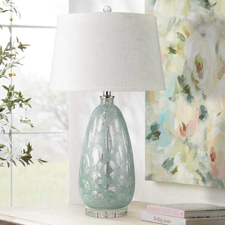 Image 1 Dimond Bayside Mint Bubble Gum Glass Table Lamp
