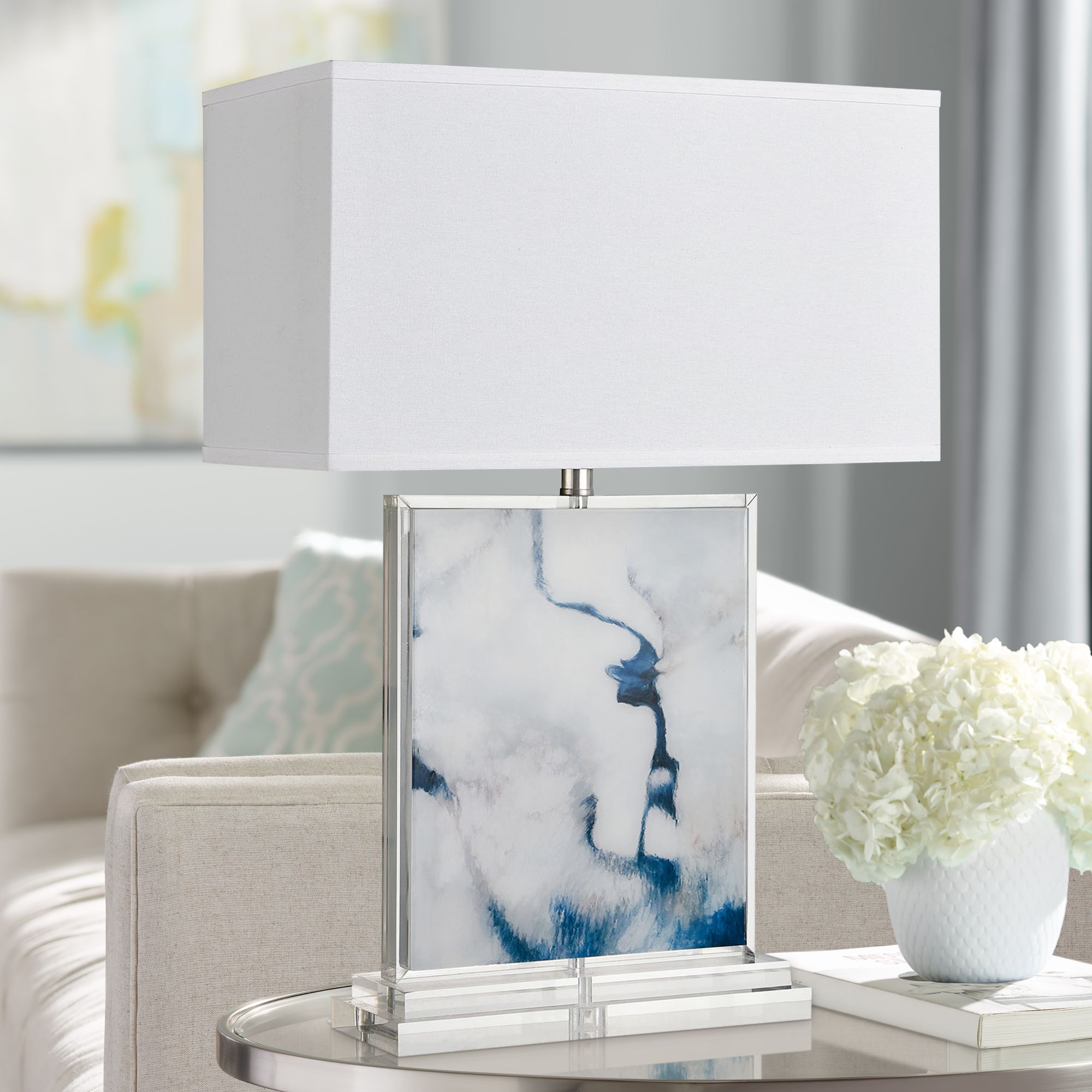 white rectangle table lamp