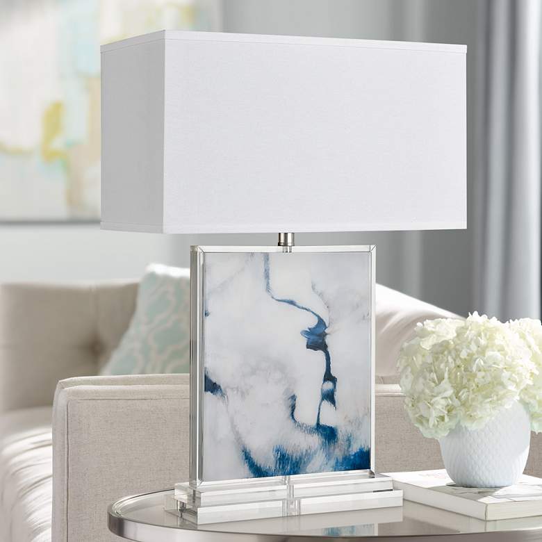 Image 1 Dimond Belhaven Blue and White Rectangular Table Lamp