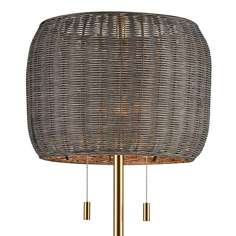 Image 2 Dimond Bittar 61 1/2 inch Modern Aged Brass and Rattan Floor Lamp more views
