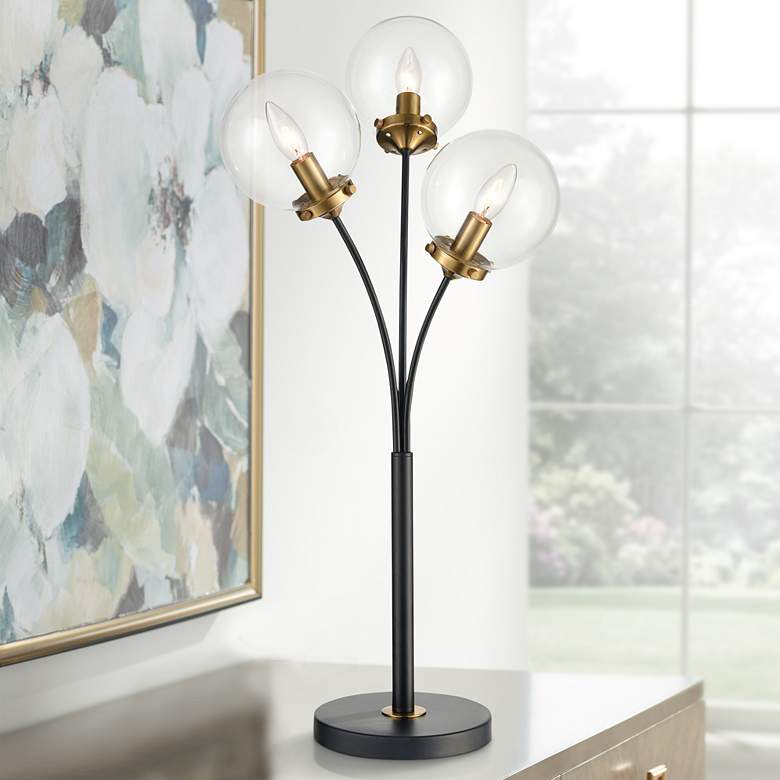 Image 1 Dimond Boudreaux Matte Black Metal 3-Light LED Table Lamp