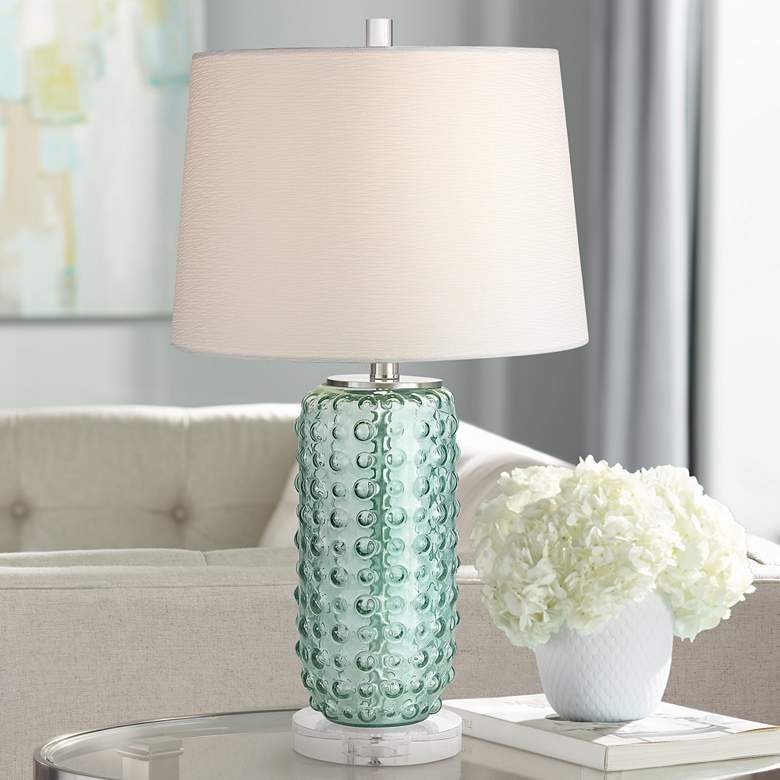 Image 1 Dimond Caicos 25"  Vase Profile Green Glass Table Lamp
