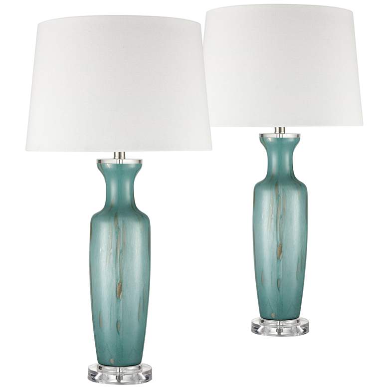 Image 1 Dimond Calabar White and Gray Earthenware Table Lamps Set of 2