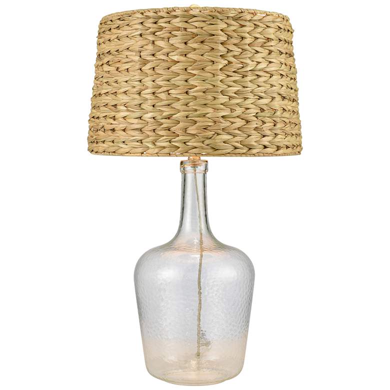 Image 2 Dimond Downpour Clear Glass Bottle Table Lamp with Seagrass Shade