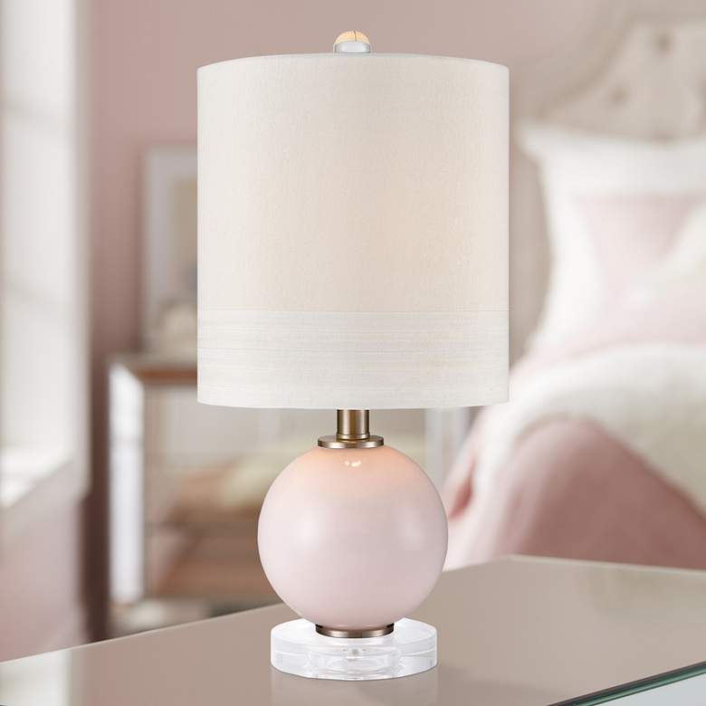 Image 1 Dimond Fay Pale Pink Crystal Glass Accent Table Lamp