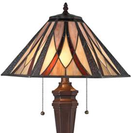 Image2 of Dimond Foursquare Tiffany Glass Bronze 2-Light Table Lamp more views