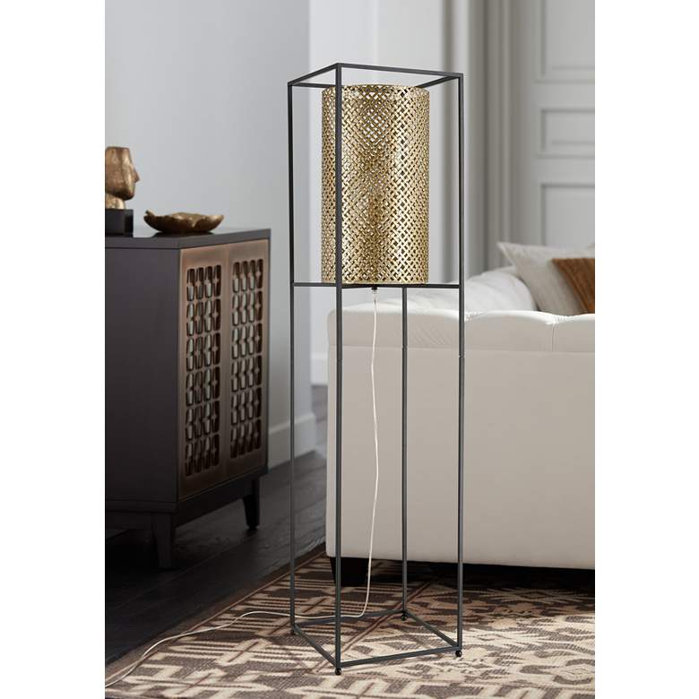 Image 1 Dimond Gavia 60 inch Black and Antique Gold Rectangular Floor Lamp