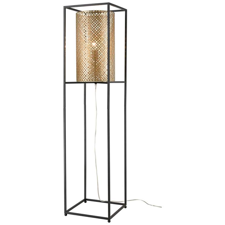 Image 1 Dimond Gavia 60" Black Antique Gold Rectangular LED Bulb Floor Lamp
