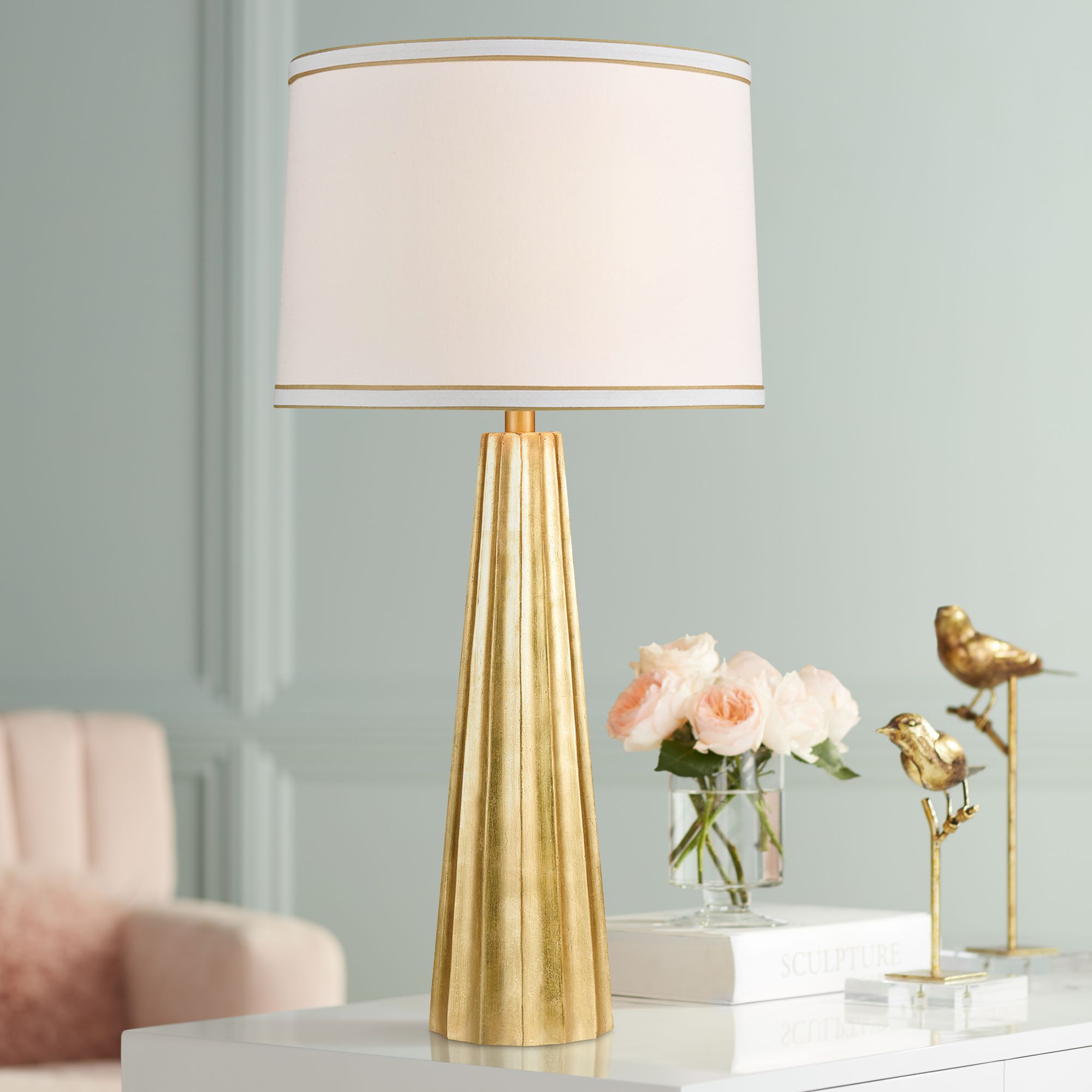 Dimond Hightower Gold Leaf Tapered Column Table Lamp 397R0 Lamps Plus