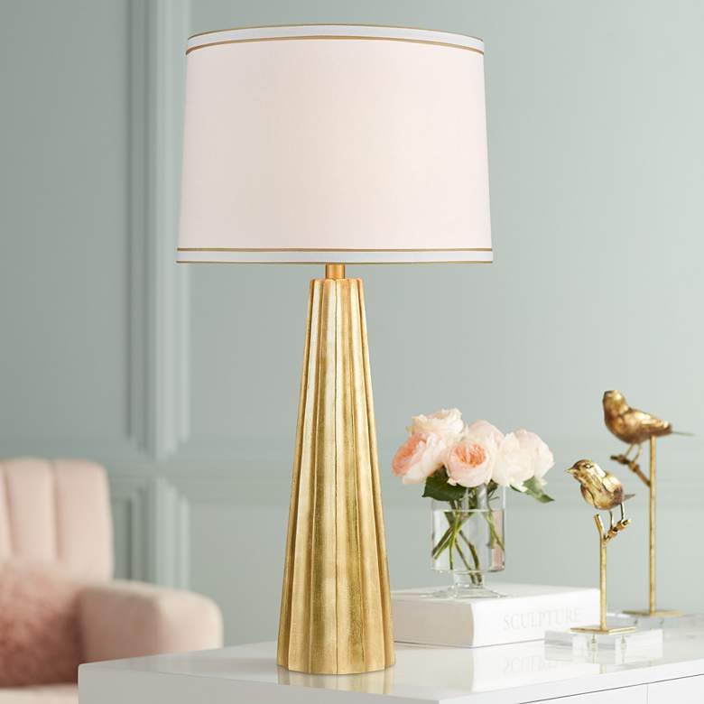 Image 1 Dimond Hightower Gold Leaf Tapered Column Table Lamp