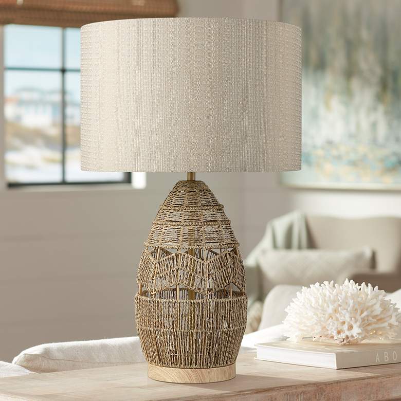 Image 1 Dimond Husk 25" Natural Hand-Woven Rope Table Lamp