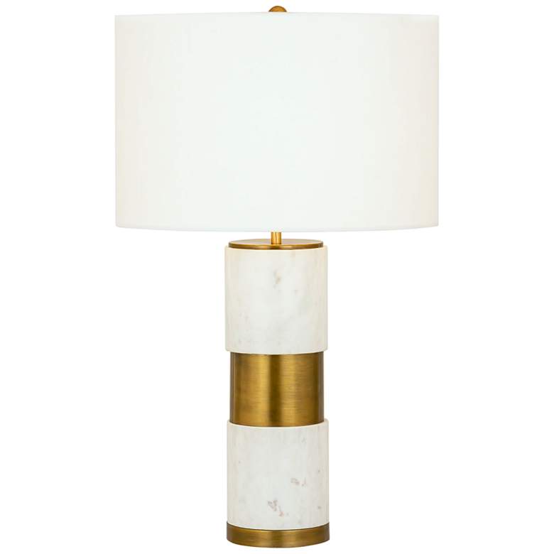 Image 2 Dimond Jansen 27" Aged Brass and White Marble Column Table Lamp