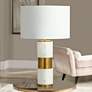 Dimond Jansen 27" Aged Brass and White Marble Column Table Lamp