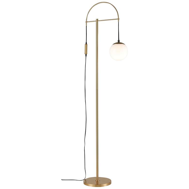 Image 1 Dimond Malbo Honey Brass Metal Adjustable LED Arc Floor Lamp