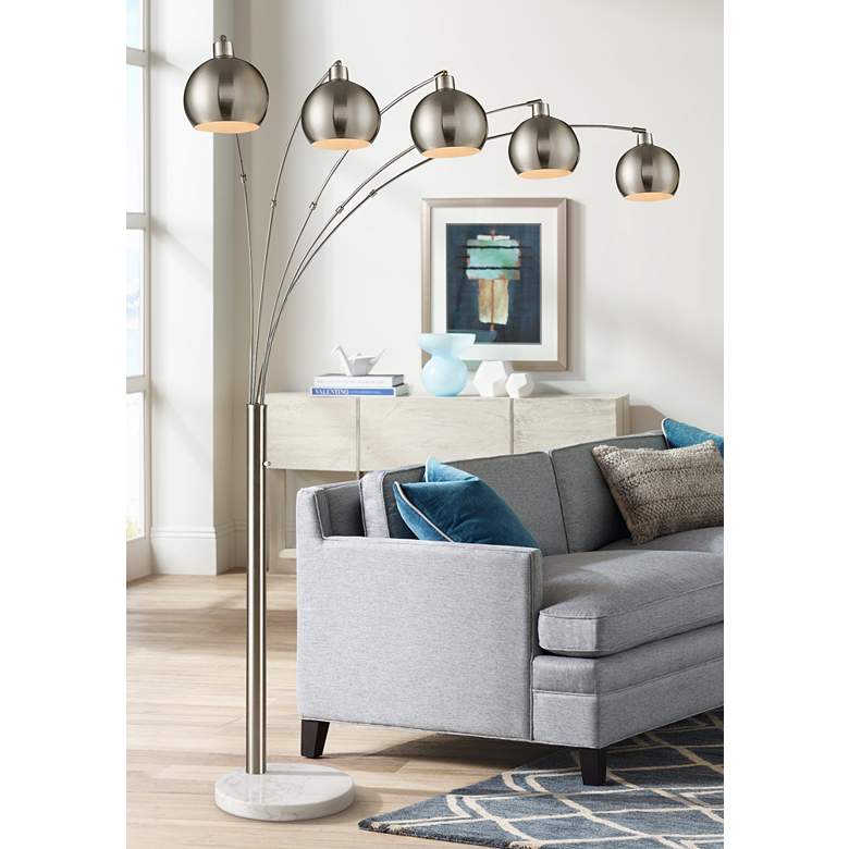 Image 1 Dimond Peterborough 85 1/2" Polished Nickel 5-Light Arc Floor Lamp