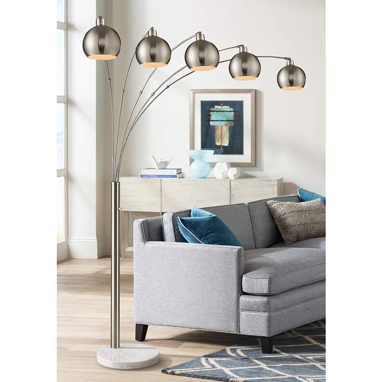 Image 1 Dimond Peterborough 85 1/2 inch Polished Nickel 5-Light Arc Floor Lamp