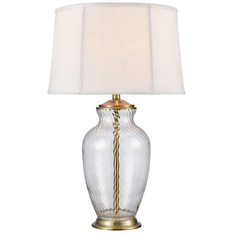 Image 1 Dimond Remmy Clear Glass and Antique Brass Vase Table Lamp