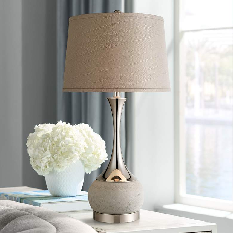 Image 1 Dimond Septon Vase 29" Polished Nickel and Concrete Table Lamp