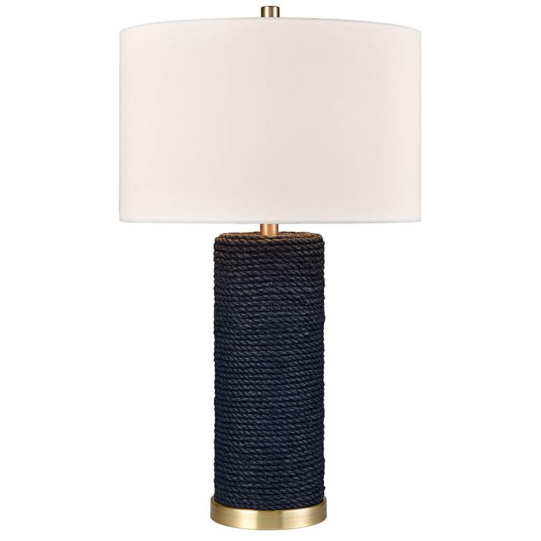 Image 1 Dimond Sherman Antique Brass and Navy Rope LED Table Lamp
