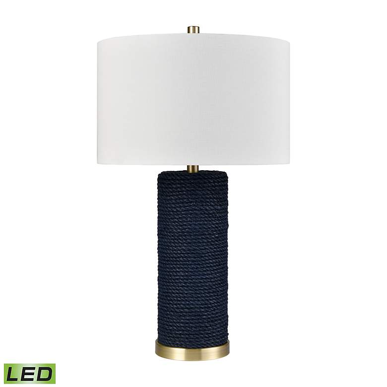 Image 2 Dimond Sherman Antique Brass and Navy Rope LED Table Lamp more views