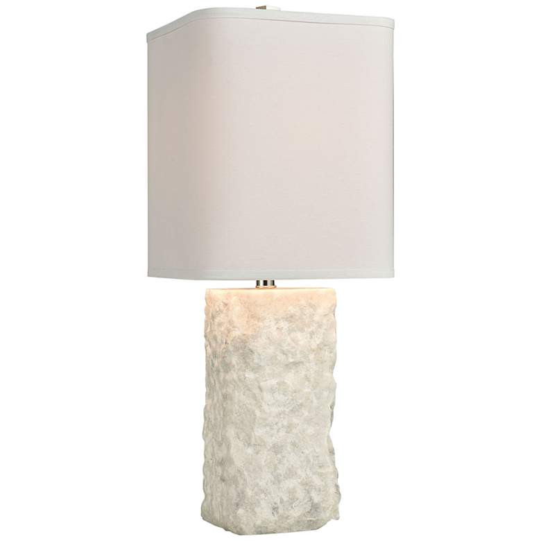 Image 1 Dimond Shivered Stone Textured White Marble Table Lamp